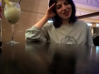 Screen Capture of Video Titled: Went to a cafe with a remote control vibrator. (Moscow-City)