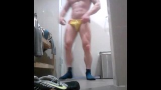 Big Cock Strip Speedo Underwear Gym Shorts Public Gym Change Room Locker Room