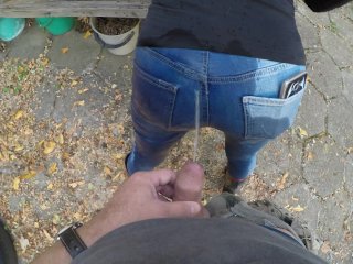 Jeans Mega Wetting In The Forest - Selfpee And Golden Shower In Rubber Boot