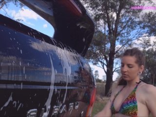 Bikini_Car Wash Aussie AmateurBoob and Pussy Flash