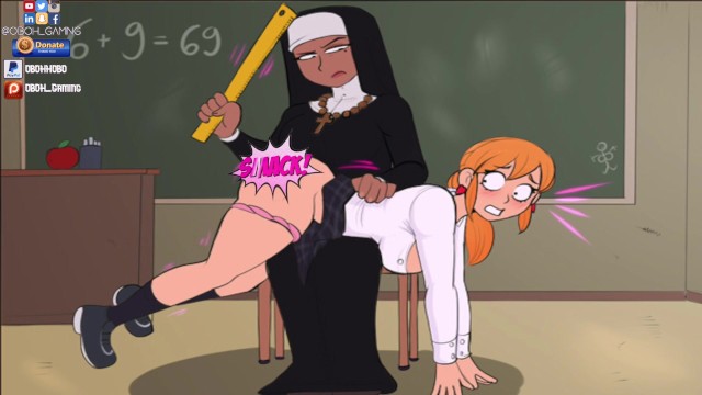 Confession Booth! Animated Big Booty Nun Spanks School Girl Front of Class  