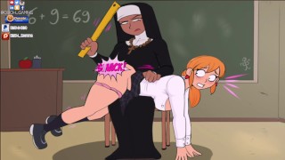 Hentai Teacher Spanking - Confession Booth! Animated Big Booty Nun Spanks School Girl Front of Class  - Pornhub.com