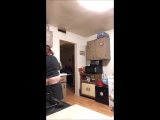 big shorts falling in_the kitchen (+ ass spreading)
