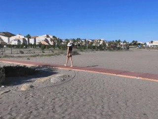 Public nudity hot walking naked on the beach and street.MiaAmahl