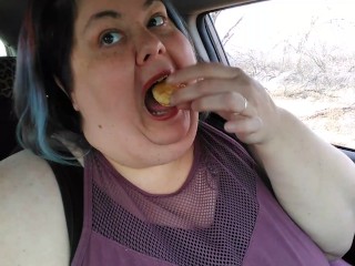 Ssbbw vlog smoking eating burping in public while talking about_my slave