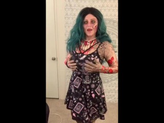 Zombie_Babe unboxes a sex work giveaway package and_shows off goth clothing