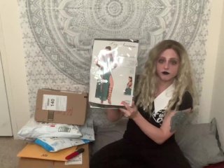 Goth Camgirl Unboxes Sexy Supplies For Easter Cam Show