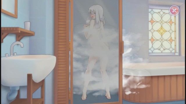 Hentai;Exclusive;Verified Amateurs;Solo Female;Romantic anime, softcore, bathroom, shower-scene, pocket-waifu, video-game, yasu, nude, naked, white-hair, teen, young, pigtails, sexy, hot, wet
