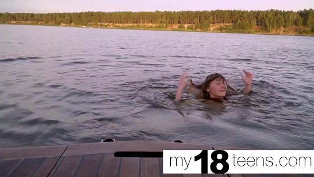 MY18TEENS - Redhead Play Pussy and Suck Banana on a Yacht - Amateur Solo 5