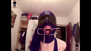 Hungry for cock - dental gagged, cuffed & blindfolded slave scullfucked POV