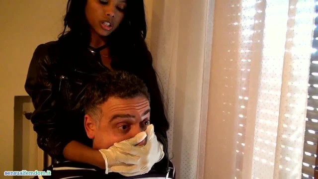 Leather Glove Handsmother - Janelle Handsmothers her with Surgical Gloves on - Pornhub.com