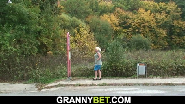 Hairy blonde grandma is picked up and fucked 11