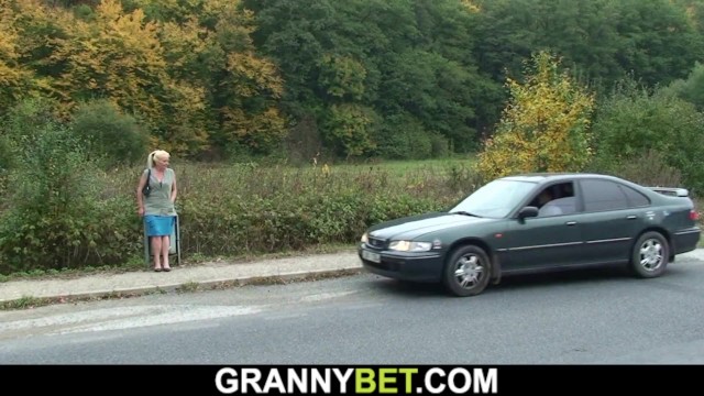 Hairy blonde grandma is picked up and fucked 11