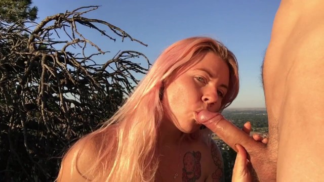 Horny hikers fuck overlooking town- POV facial and DogGy! 12