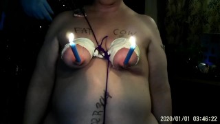 Tits Part 1 Fat Cow Serves As A Human Candle Holder BDSM