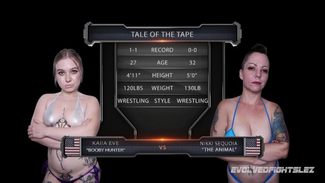 Kaiia Eve vs Nikki Sequoia in lesbian wrestling fight with tattoo babes - Nikki Sequoia