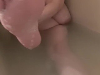 Bathing my huge 38J cup tits and my blonde pussy_for you