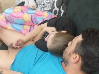 She Lazily Fondles Me As We Watch Our Own Porn