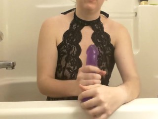 Having some fun in the bathtub while my_roommate is at_work.