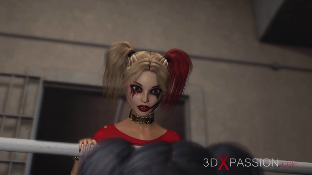 Harley Quinn fucks hard a female prison officer with a strapon