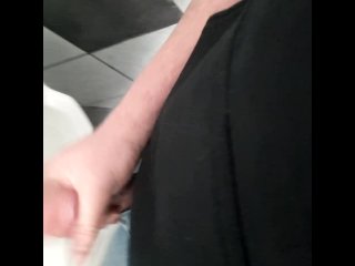 Piss And Cum Half Hard In Packed Bar!