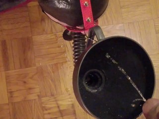 Spurting load of cum and piss into funnel_slut's tunnel gag