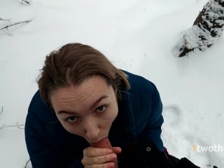 Walk in snowy_forest turned into choking onhot cum