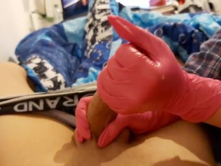 Pink Latex_Gloved Handjob from My_Wife