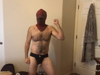 Spiderman Strip Tease, Cock, & Asshole Play