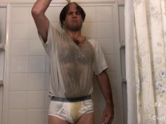 Stud In White Underclothes Piss Splosh