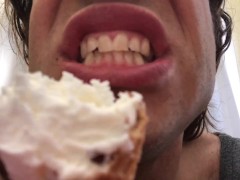 Dude Eating Ice Cream Up-close