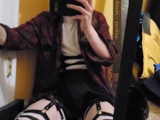 Cute Femboy Trap Shows Off In The Mirror