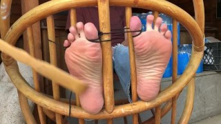 Toes Trapped In A Chair Tickled Feet
