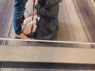 Hot Cum Slut on Leash gets Crop_Slapped and Face Fucked in_Hotel Lobby