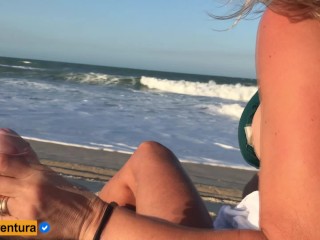 She gave me a handjob on a public_beach, we almost got_caught!!! Amateur