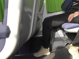 Cameltoe and dildo_fucking on a_public train