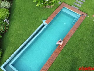 Almost Got Caught Public Sex At The Pool With Drone In The Air!