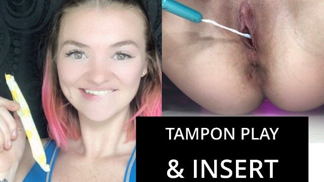 Tampon Play And Insertion Pink Tight Pussy Object Insertion