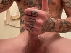 Hot tattooed guy gets bored and cum... video thumbnail