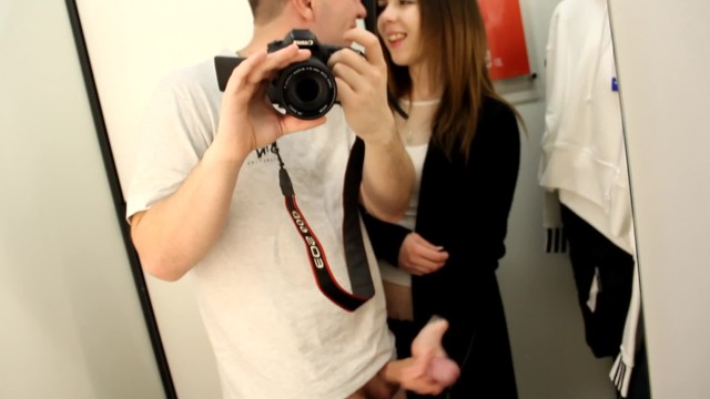 Relax  public sex in the fitting room and sweet blowjob  cumshot in mouth
