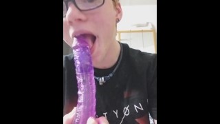 Purple Guy Porn - Trans Guy Training his Throat with Purple Cock - Pornhub.com