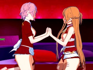 Sword Art_Online - Asuna X Lisbeth_Threesome Hentai