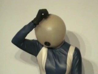 Girl With Transparent Latex_Ballhood And Rubber Sheet Makes BreathPlay