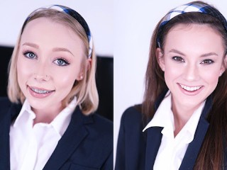 Screen Capture of Video Titled: SCHOOLGIRLS ATHENA MAY & ELLIE EILISH TRAIN AT THE SWALLOW ACADEMY