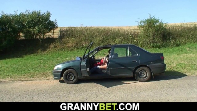 Old granny is picked up and fucked in the car 16