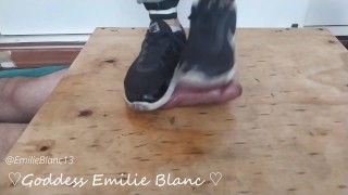 Femdom Dancing On Cock While Wearing Stinky Filthy Sneakers