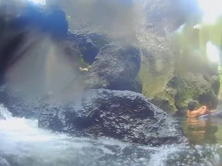 UNDERWATER Open PUSSY into the VAGINA FALL(Touristic PublicWaterfall)