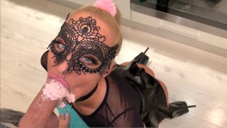 Kink The Splosh Theraphy Is A Slim Blonde Who Enjoys Messy Food Fetish And Cock Sucking