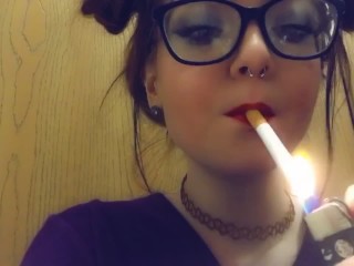 babygirl goth red lipstick sfw smoking