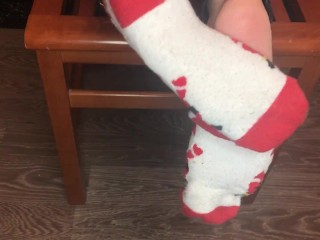 kelly_feet my dirty christmas socks after job and stinky foot pov